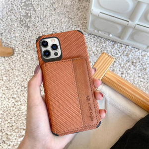 Funda cartera con textura para iPhone