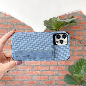 Funda cartera con textura para iPhone